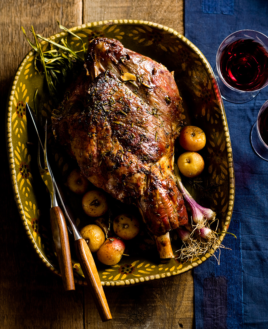 Roasted leg of lamb for fall harvest party