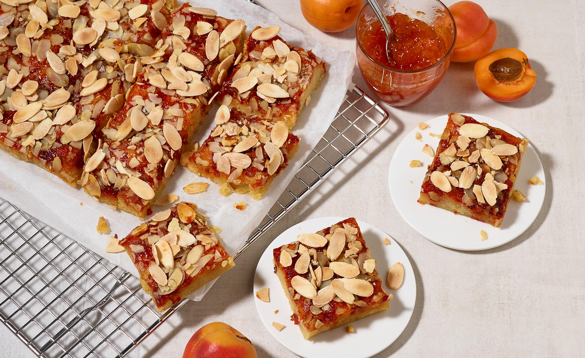 Slices of apricot almond bars